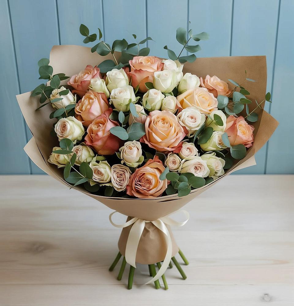 Букет цветов из: Альстромерии и Розы в Среднем Ставропольского края