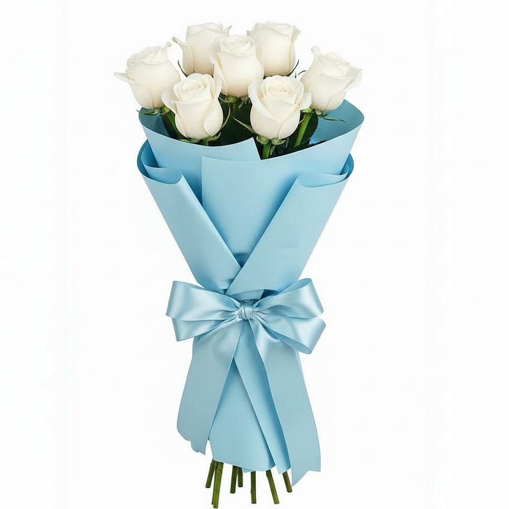 Букет 7 белых роз Проуд в Среднем Ставропольского края