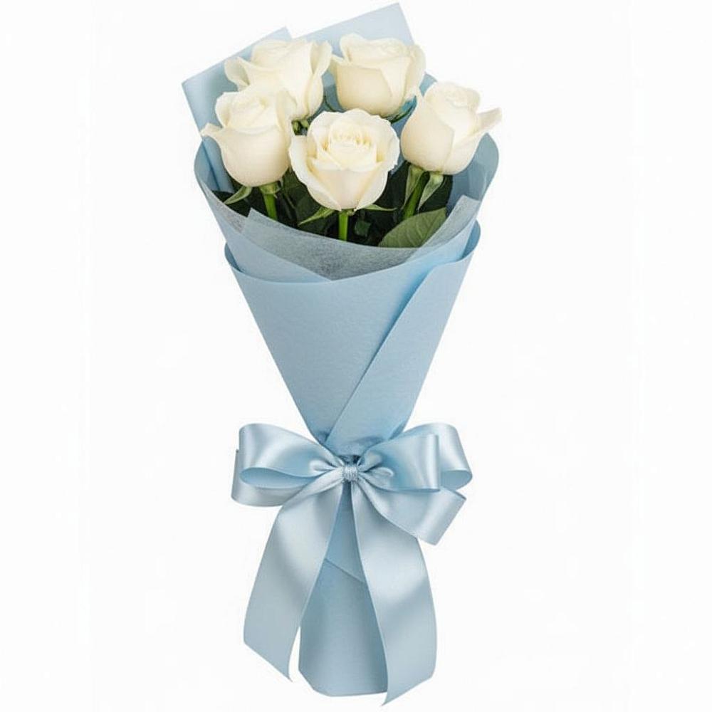 Букет 5 Белых роз Проуд в Среднем Ставропольского края