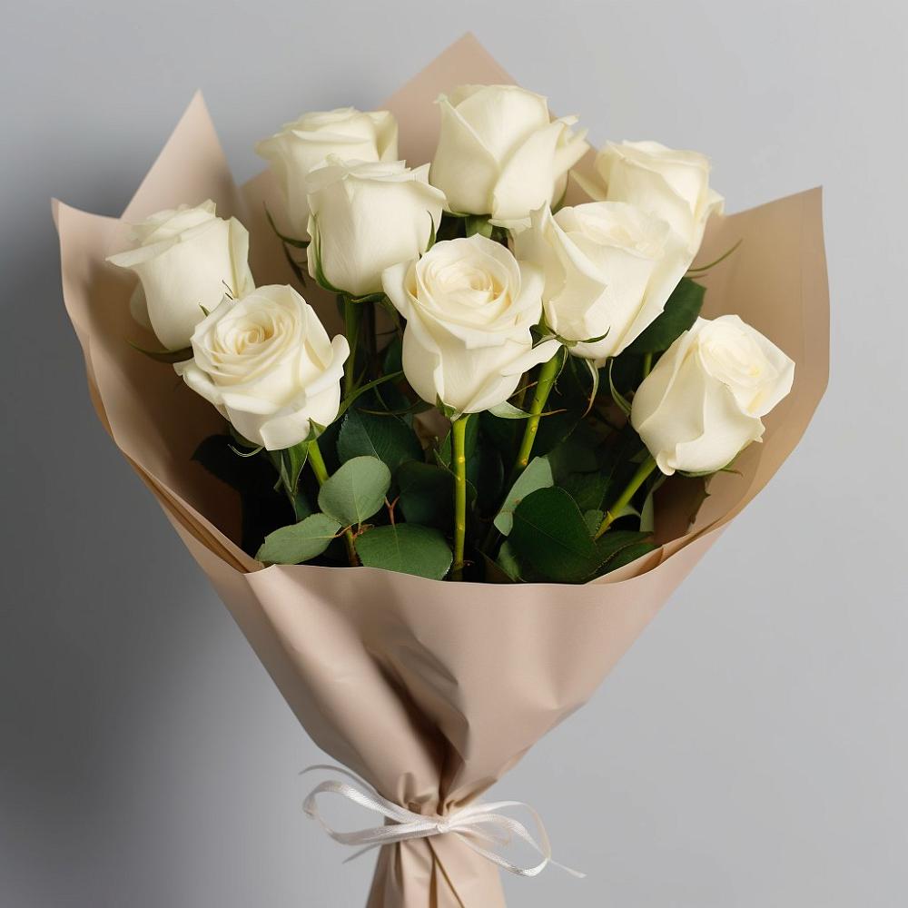 Букет 9 Белых роз Эдлесс Лав в Среднем Ставропольского края