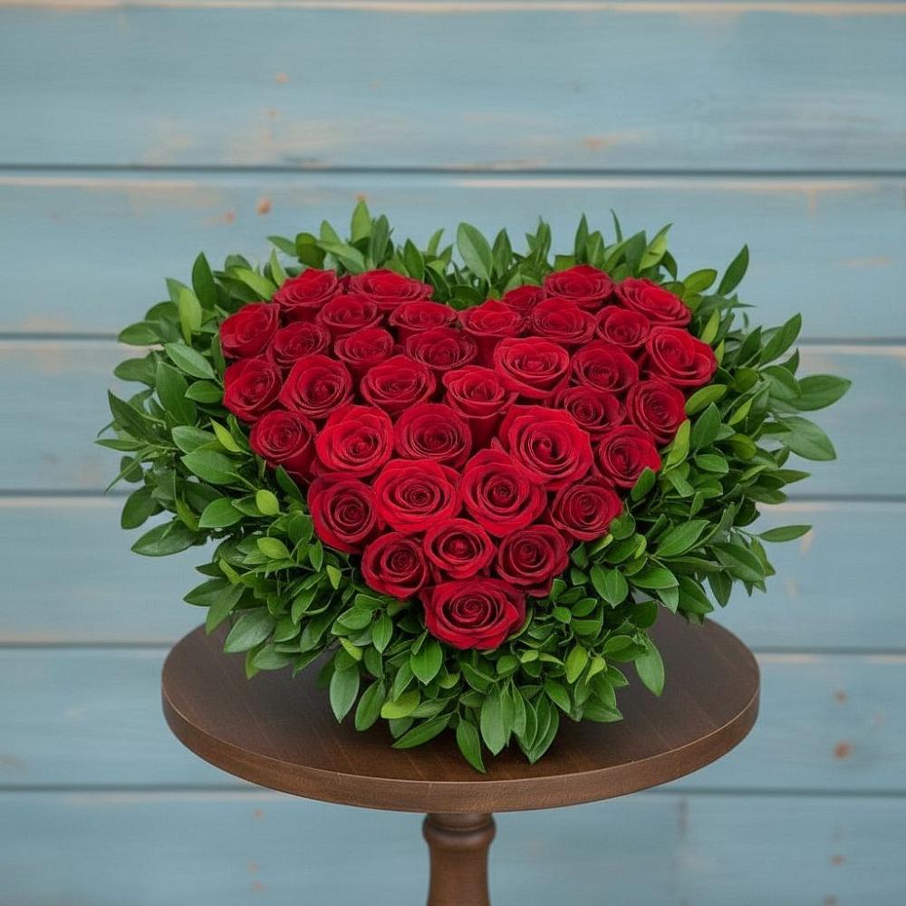 Цветочная композиция из Розы в виде сердца в Среднем Ставропольского края