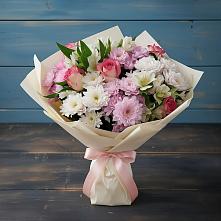 Букет цветов из:  Хризантемы, Альстромерии и Розы #REPLACE_PRED# Среднем Ставропольского края