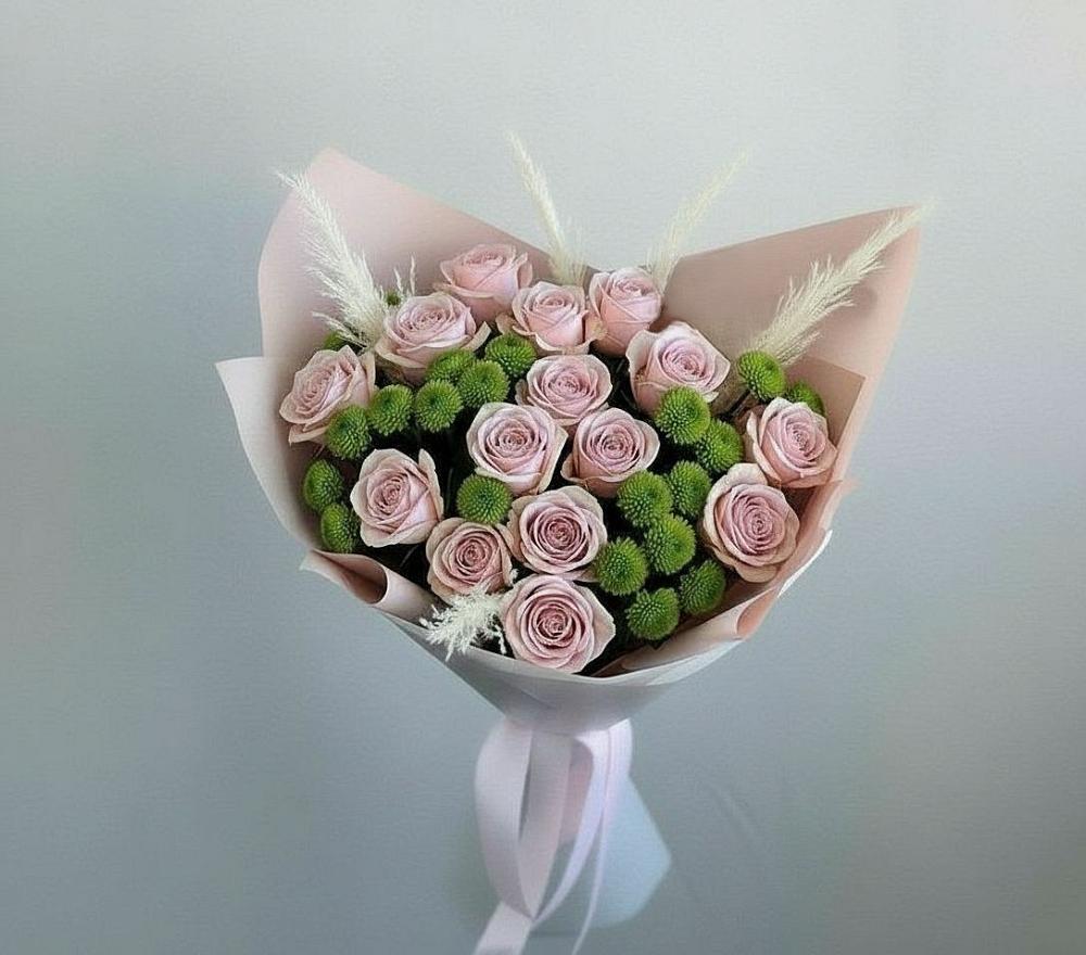 Букет цветов из: Розы и Хризантемы в Среднем Ставропольского края
