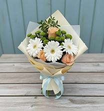 Букет цветов из:  Герберы, Розы и Хризантемы в Среднем Ставропольского края
