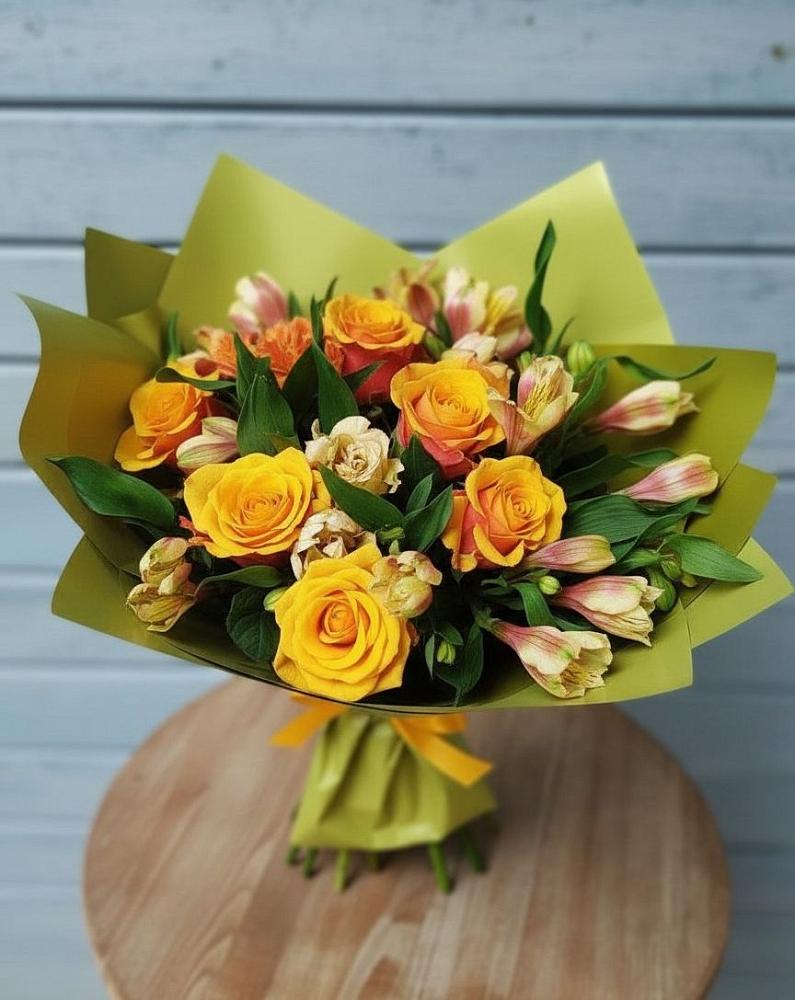 Букет цветов из: Альстромерии и Розы в Среднем Ставропольского края