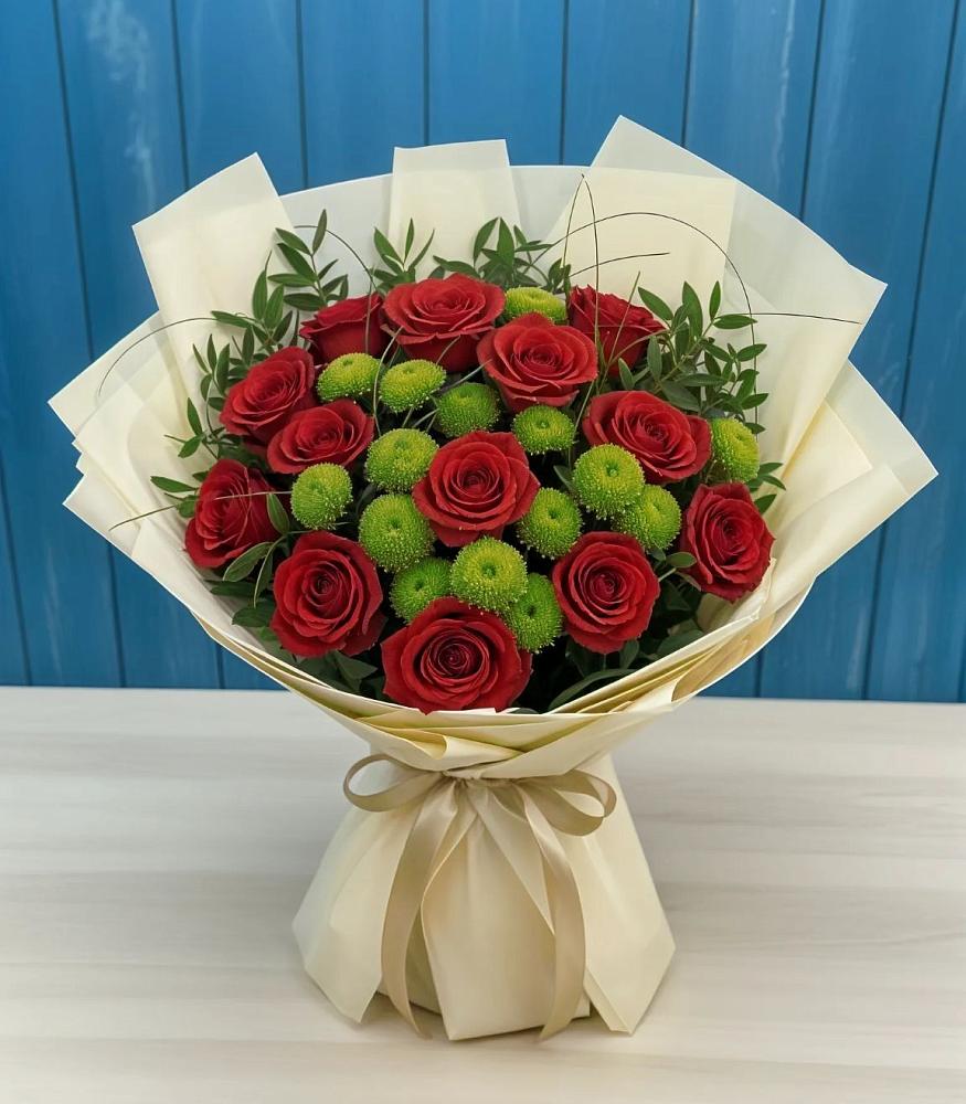 Букет цветов из: Розы и Хризантемы в Среднем Ставропольского края