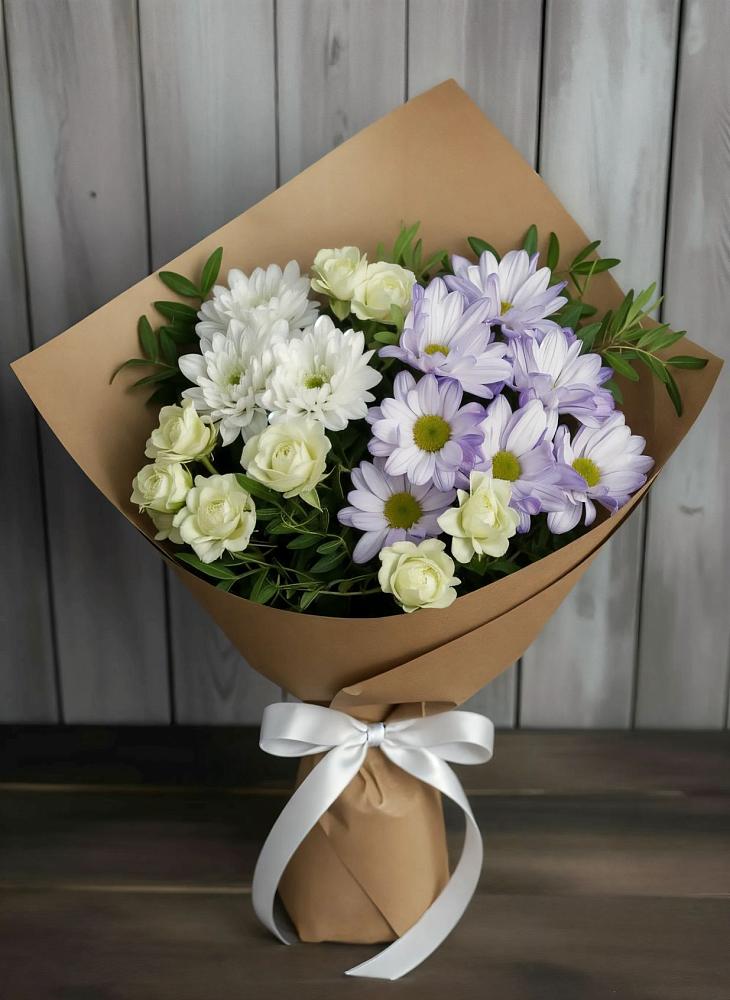 Букет цветов из: Хризантемы и Розы в Среднем Ставропольского края
